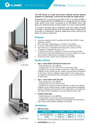 01ab 076 Series  Sliding Window Spec